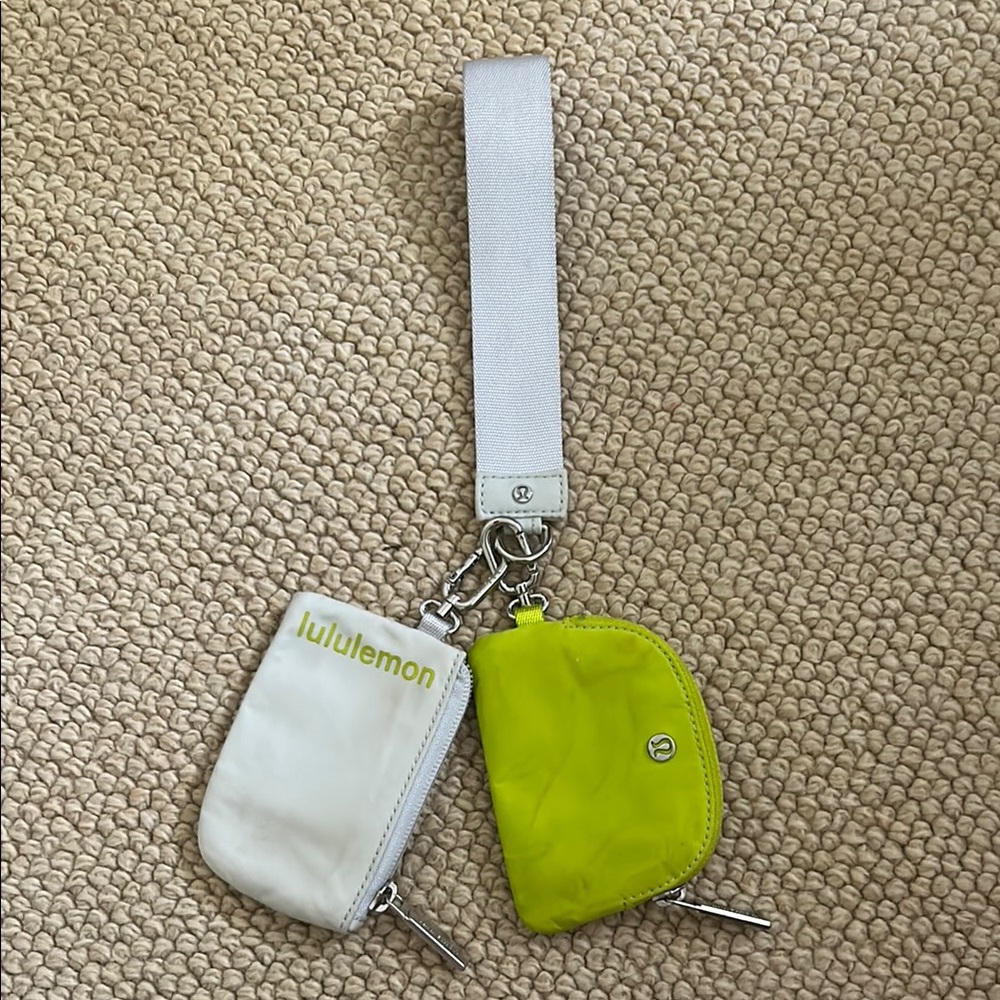 Lululemon White and Yellow Keychain Pouches